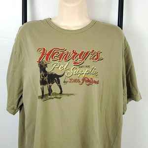 Cotton t-shirt Henry's Pet Supplies by Little River green t-shirt graphic size L